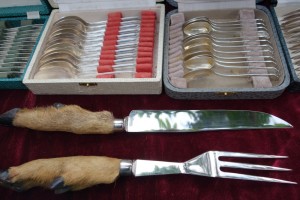 deer utensils at antique market in Arles