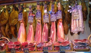 ham at Boqueria market