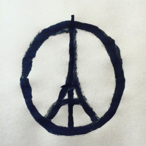 Paris Eiffel Tower peace sign