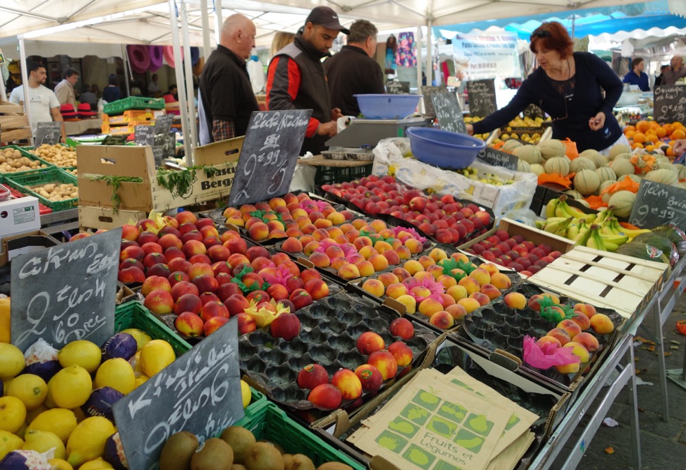 produce seller at Provence market